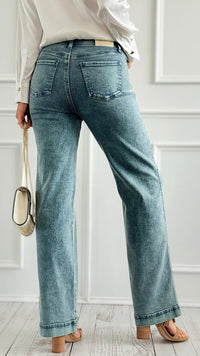 Slim Wide Straight Jeans-190 Denim-SAIGE LLC-Coastal Bloom Boutique, find the trendiest versions of the popular styles and looks Located in Indialantic, FL
