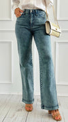 Slim Wide Straight Jeans-190 Denim-SAIGE LLC-Coastal Bloom Boutique, find the trendiest versions of the popular styles and looks Located in Indialantic, FL