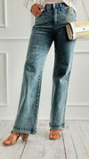 Slim Wide Straight Jeans-190 Denim-SAIGE LLC-Coastal Bloom Boutique, find the trendiest versions of the popular styles and looks Located in Indialantic, FL