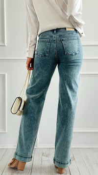 Slim Wide Straight Jeans-190 Denim-SAIGE LLC-Coastal Bloom Boutique, find the trendiest versions of the popular styles and looks Located in Indialantic, FL