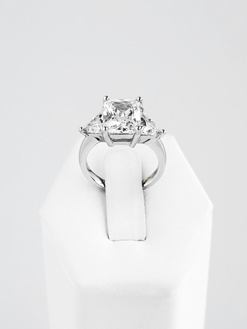 Small 3 Stone Radiant- Clear-230 Jewelry-NYC-Coastal Bloom Boutique, find the trendiest versions of the popular styles and looks Located in Indialantic, FL