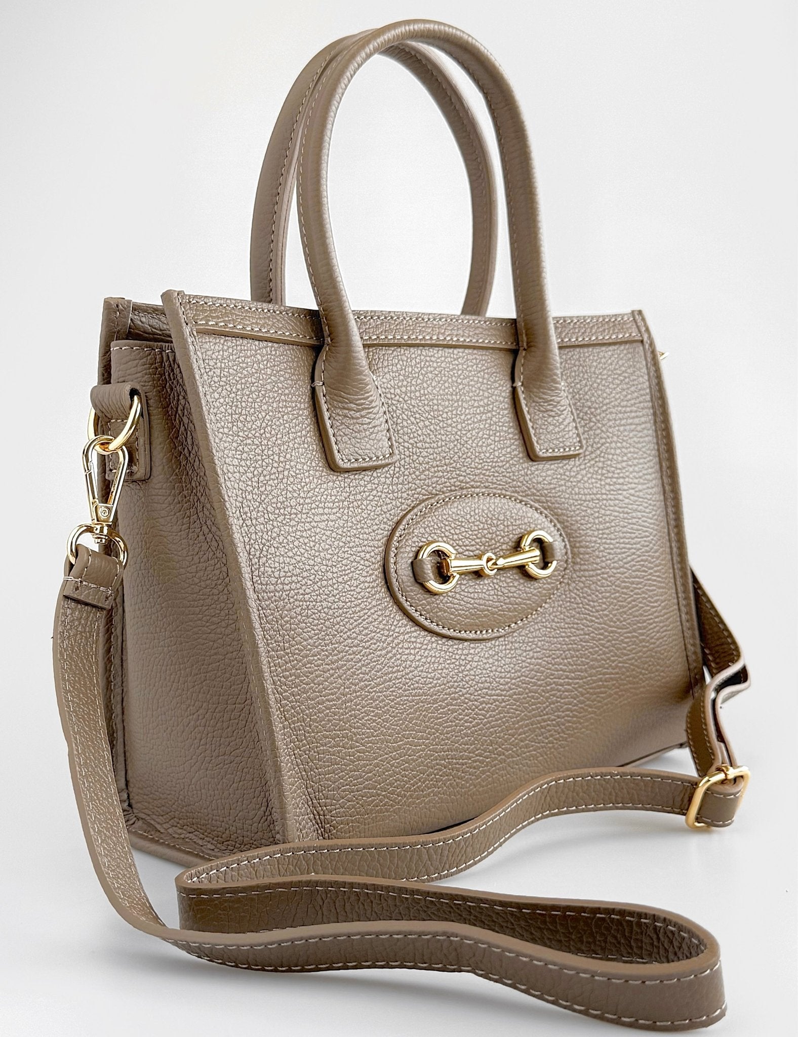 Small Italian Zip Tote Bag-Taupe-240 Bags-ELLIS DI ZHENG GUOXUE-Coastal Bloom Boutique, find the trendiest versions of the popular styles and looks Located in Indialantic, FL