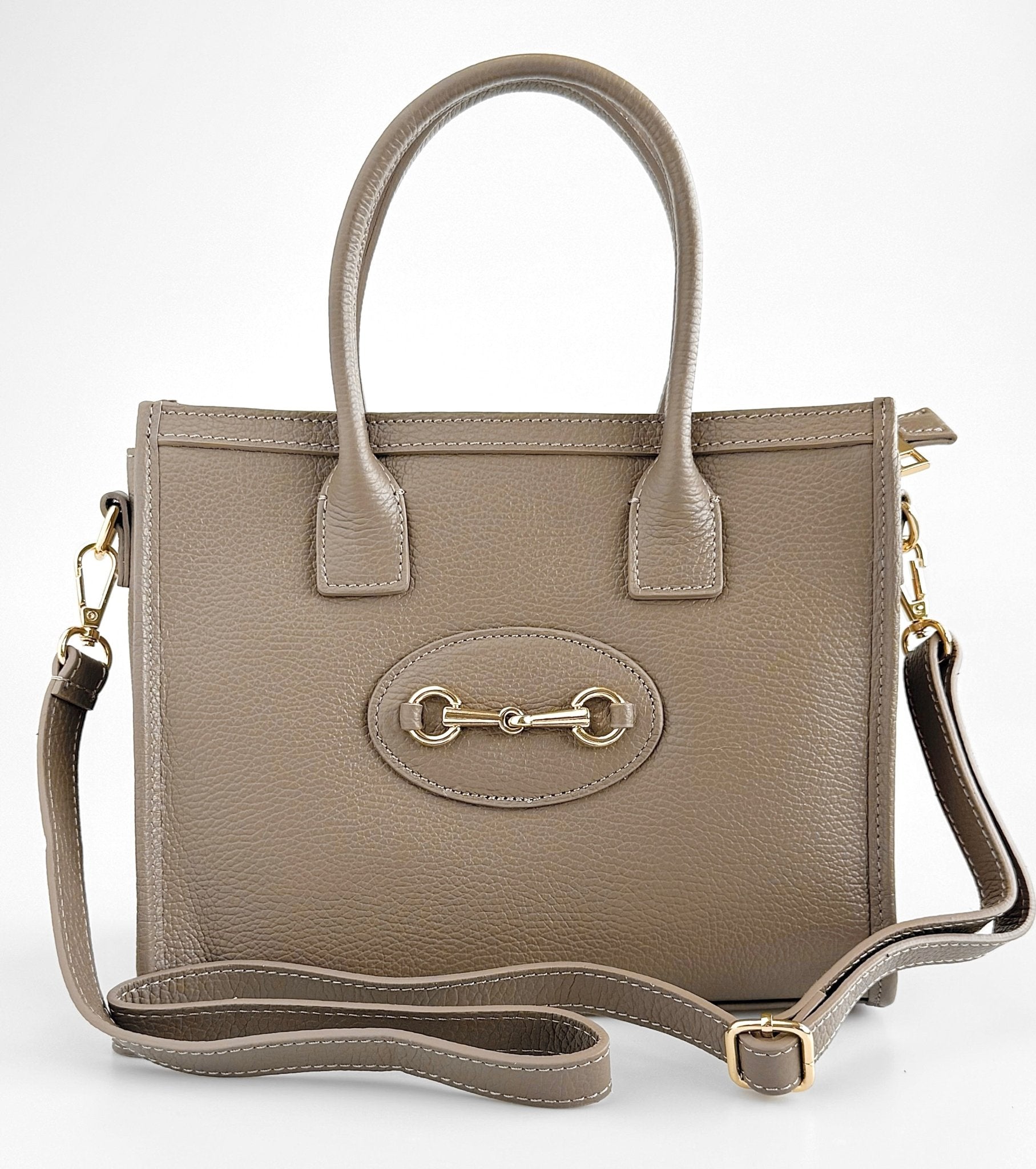 Small Italian Zip Tote Bag-Taupe-240 Bags-ELLIS DI ZHENG GUOXUE-Coastal Bloom Boutique, find the trendiest versions of the popular styles and looks Located in Indialantic, FL