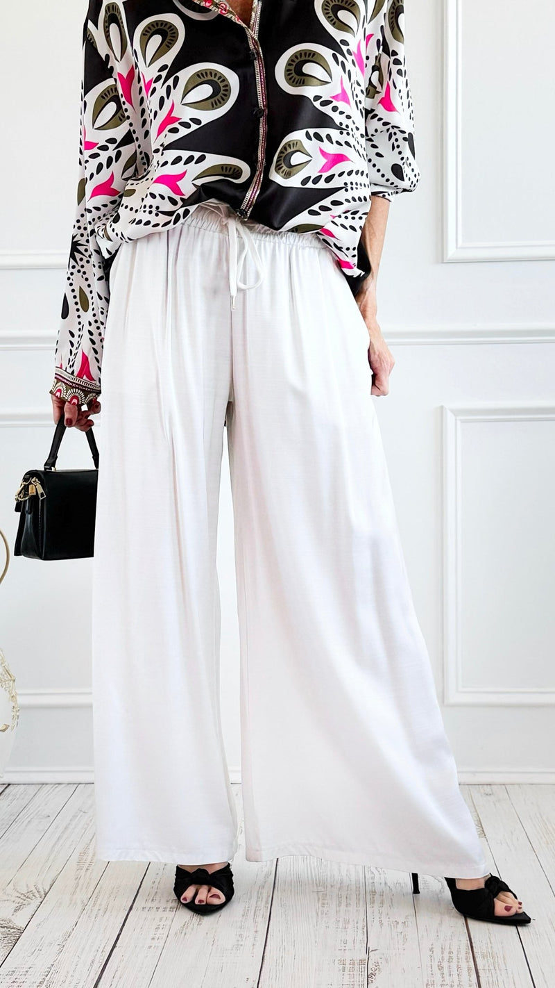 Smooth as Satin Italian Wide Leg Pants-100 Pants-CRIS S.R.L.-Coastal Bloom Boutique, find the trendiest versions of the popular styles and looks Located in Indialantic, FL