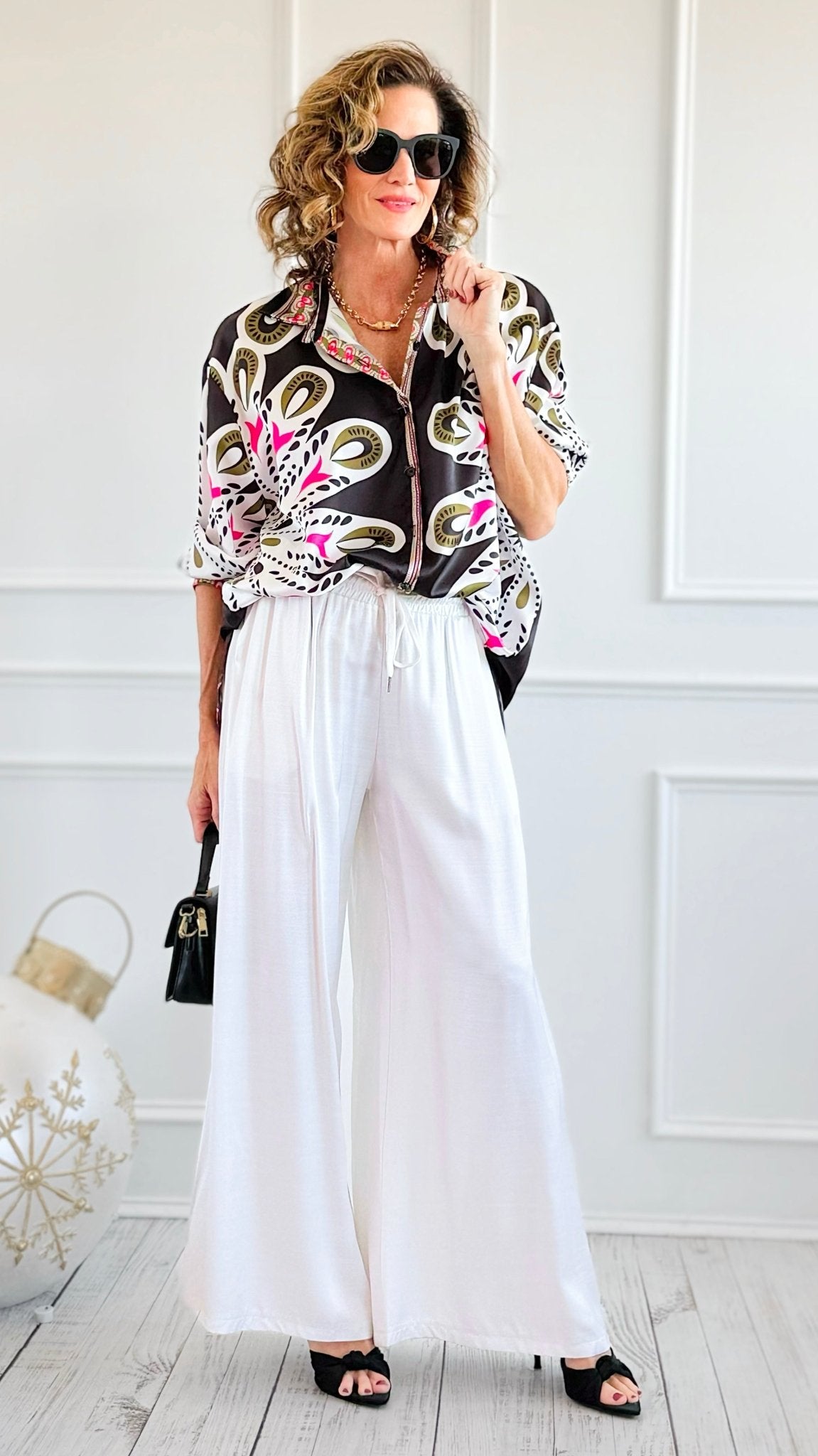 Smooth as Satin Italian Wide Leg Pants-100 Pants-CRIS S.R.L.-Coastal Bloom Boutique, find the trendiest versions of the popular styles and looks Located in Indialantic, FL