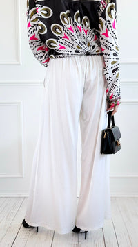 Smooth as Satin Italian Wide Leg Pants-100 Pants-CRIS S.R.L.-Coastal Bloom Boutique, find the trendiest versions of the popular styles and looks Located in Indialantic, FL