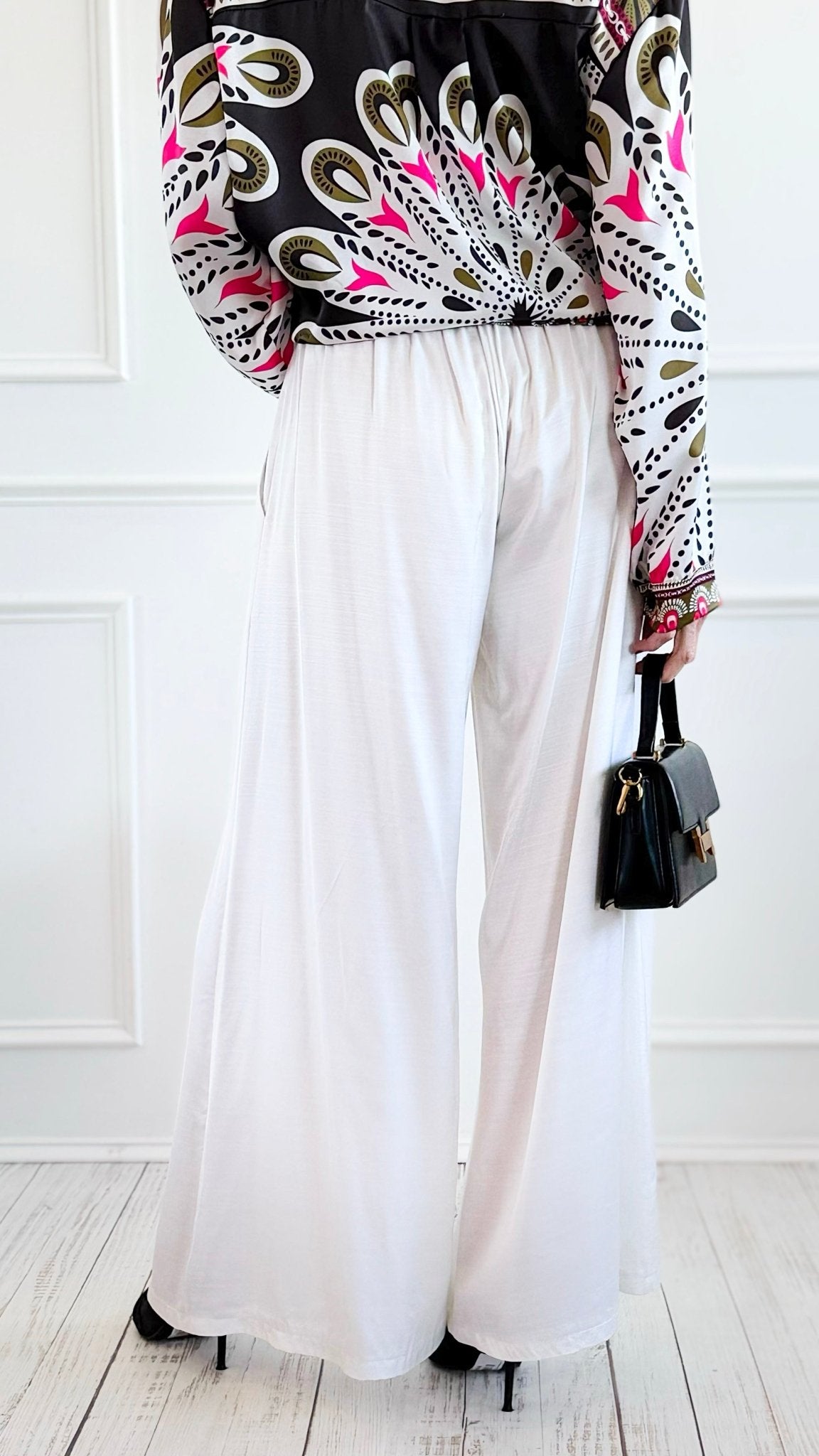 Smooth as Satin Italian Wide Leg Pants-100 Pants-CRIS S.R.L.-Coastal Bloom Boutique, find the trendiest versions of the popular styles and looks Located in Indialantic, FL