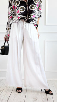 Smooth as Satin Italian Wide Leg Pants-100 Pants-CRIS S.R.L.-Coastal Bloom Boutique, find the trendiest versions of the popular styles and looks Located in Indialantic, FL