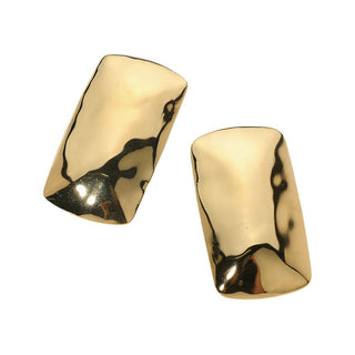 Two gold-toned metallic nail tips with a hammered texture and reflective finish, displayed on a clean white background.