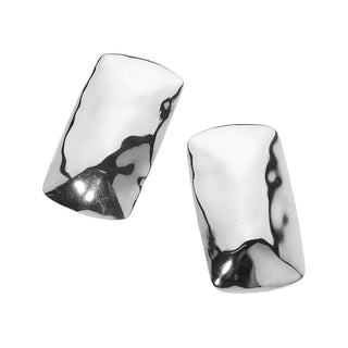 Two metallic silver nail tips with a hammered, textured finish, displayed on a clean white background.