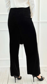 Smooth Sailing Velvet Pants - Black-170 Bottoms-Must Have-Coastal Bloom Boutique, find the trendiest versions of the popular styles and looks Located in Indialantic, FL