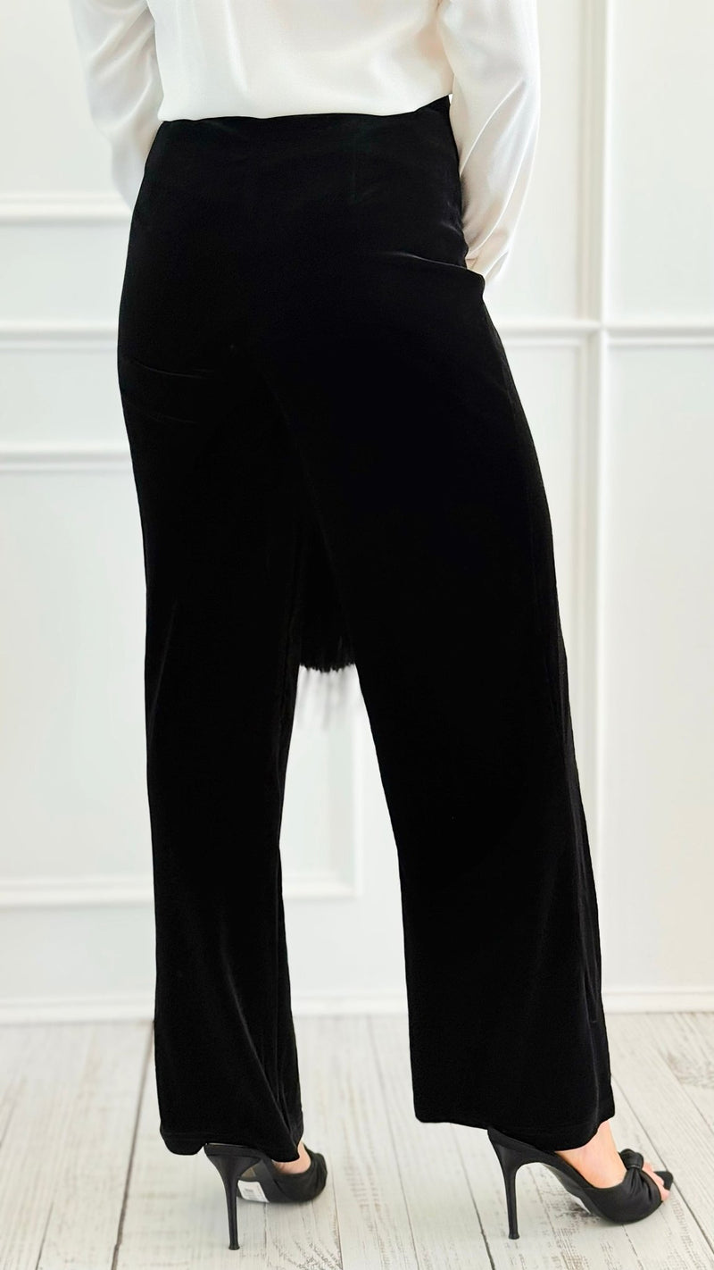 Smooth Sailing Velvet Pants - Black-170 Bottoms-Must Have-Coastal Bloom Boutique, find the trendiest versions of the popular styles and looks Located in Indialantic, FL