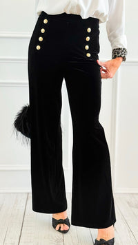 Smooth Sailing Velvet Pants - Black-170 Bottoms-Must Have-Coastal Bloom Boutique, find the trendiest versions of the popular styles and looks Located in Indialantic, FL