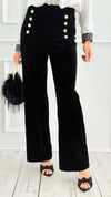 Smooth Sailing Velvet Pants - Black-170 Bottoms-Must Have-Coastal Bloom Boutique, find the trendiest versions of the popular styles and looks Located in Indialantic, FL
