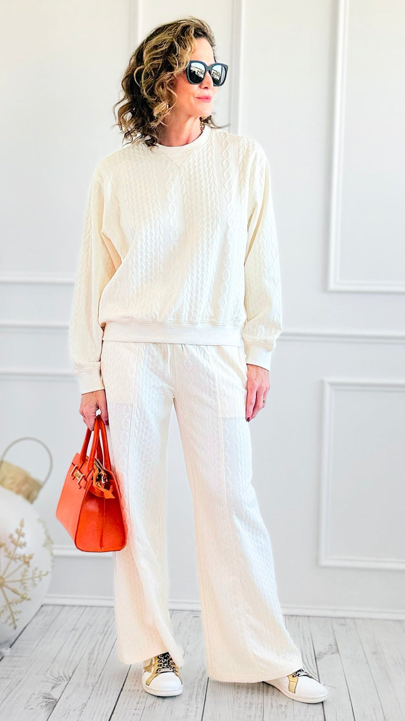 Snowbound Dreams Cable Knit Set-210 Loungewear/Sets-Umgee-Coastal Bloom Boutique, find the trendiest versions of the popular styles and looks Located in Indialantic, FL