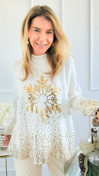 Snowfall Radiant Turtleneck Italian Knit Sweater-140 Sweaters-Italianissimo-Coastal Bloom Boutique, find the trendiest versions of the popular styles and looks Located in Indialantic, FL