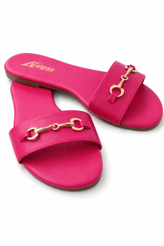Social Hour Buckle Slide - Fuchsia