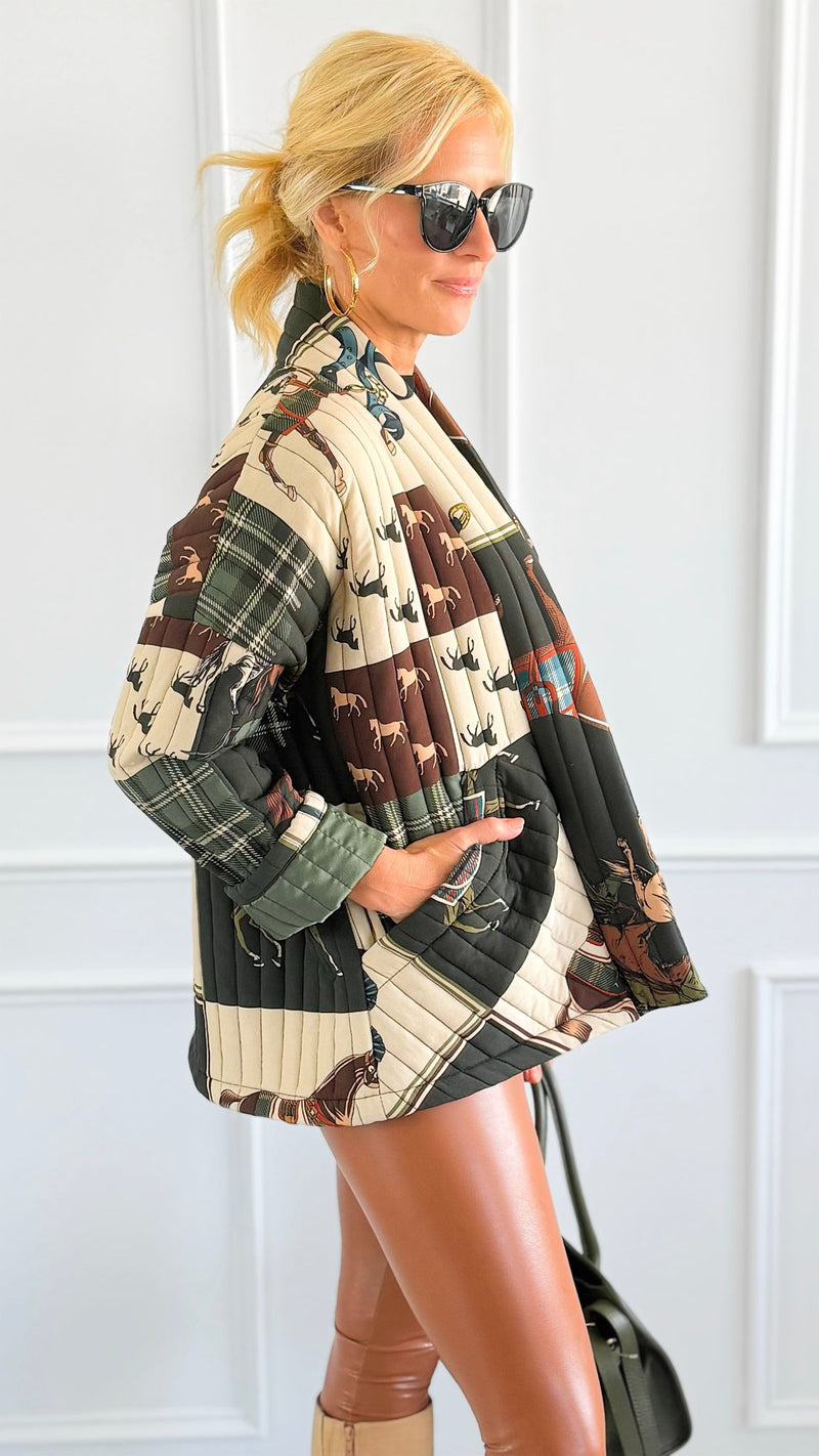 Society Equestrian Italian Jacket- Olive-160 Jackets-K2-Coastal Bloom Boutique, find the trendiest versions of the popular styles and looks Located in Indialantic, FL