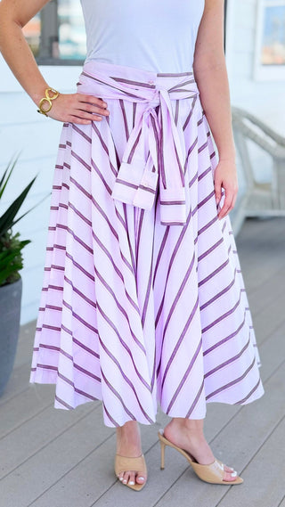 Society Stripe Button Italian Skirt