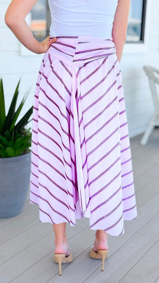 Society Stripe Button Italian Skirt