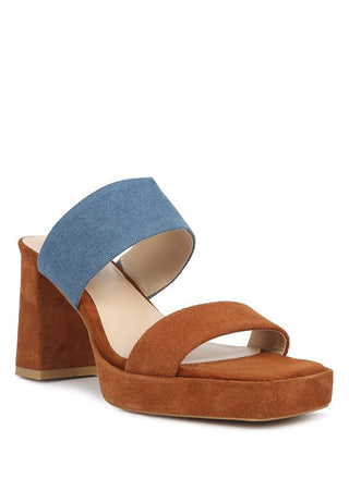 Soft Contrast Block Heel Sandals