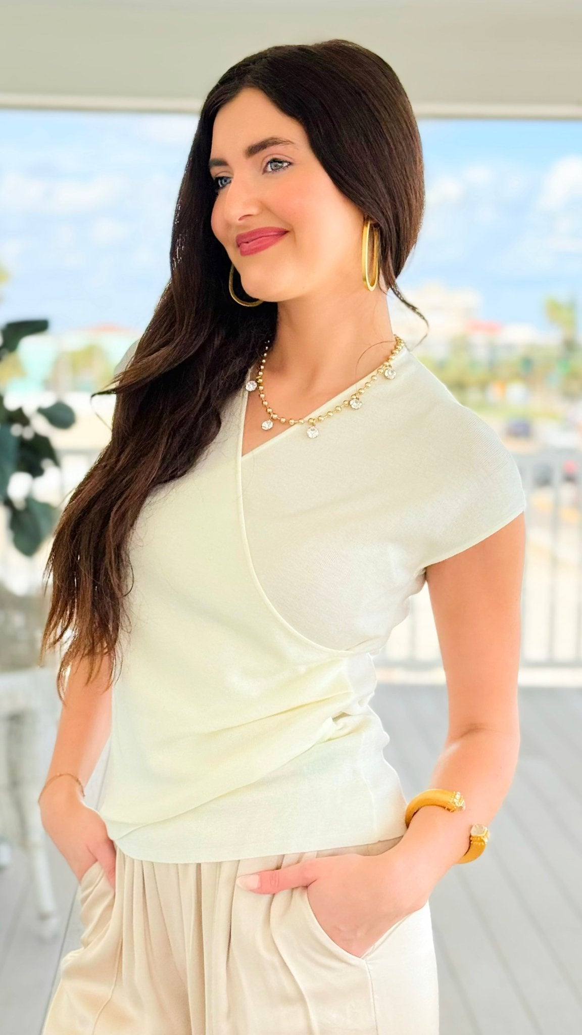 Soft Draped Elegance Top - Ivory