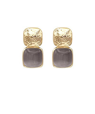 Soft Focus Square Drop Earrings- Gray