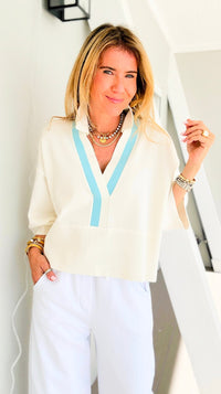 Soft Focus V-Neck Knit Top - Ivory