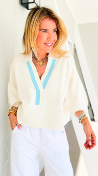 Soft Focus V-Neck Knit Top - Ivory