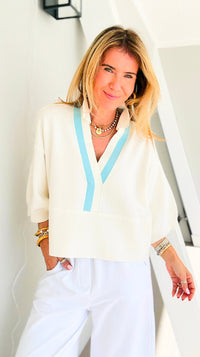 Soft Focus V-Neck Knit Top - Ivory