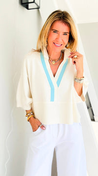 Soft Focus V-Neck Knit Top - Ivory