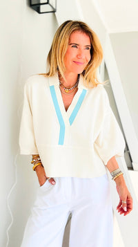 Soft Focus V-Neck Knit Top - Ivory