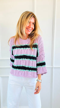 Soft Horizon Cable Knit Sweater- Lavender