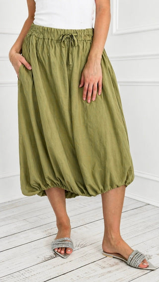 Soft Sculpt Italian Balloon Skirt- Olive