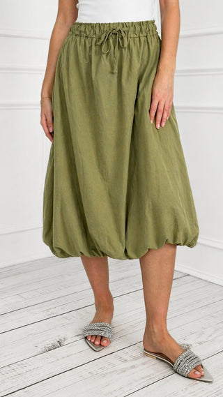 Soft Sculpt Italian Balloon Skirt- Olive
