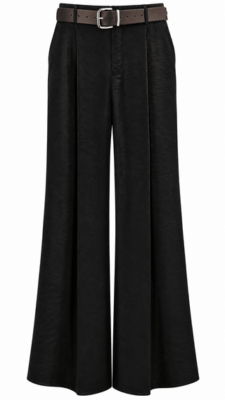 Soft Shine Wide Leg Italian Pant - Black