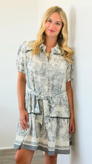 Soft Sketch Tie Waist Dress