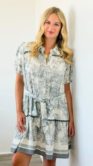 Soft Sketch Tie Waist Dress