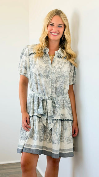 Soft Sketch Tie Waist Dress