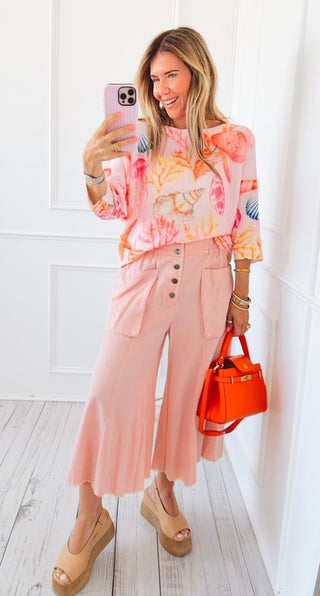 Soft Utility Button Front Pants