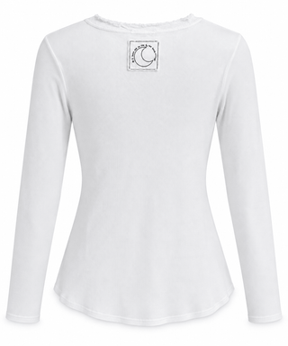 Soft Wash Ribbed Long Sleeve Italian Top- White