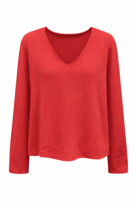 Soho Italian V-Neck Pullover- Coral
