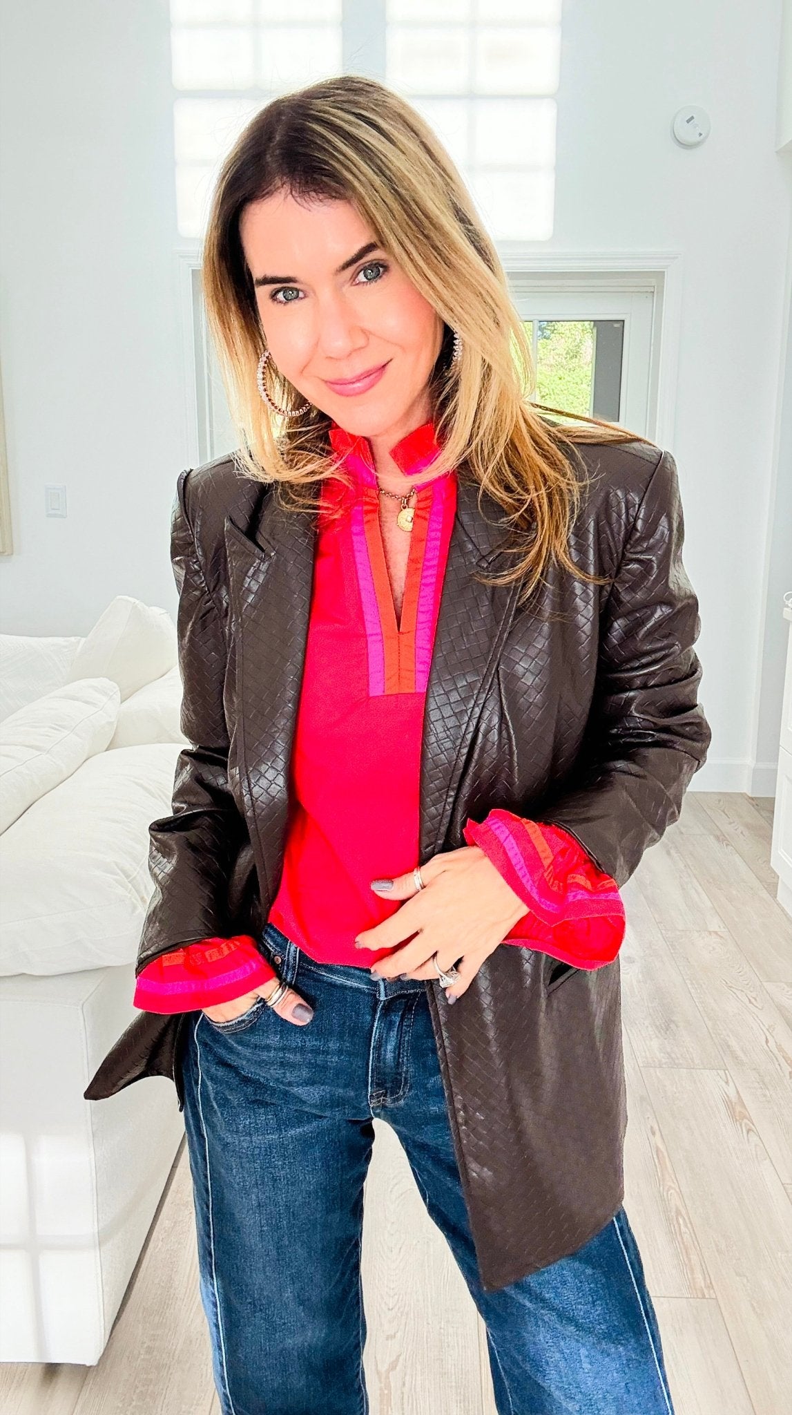 Soho Luxe Vegan Leather Blazer-160 Jackets-Fate BY LFD-Coastal Bloom Boutique, find the trendiest versions of the popular styles and looks Located in Indialantic, FL