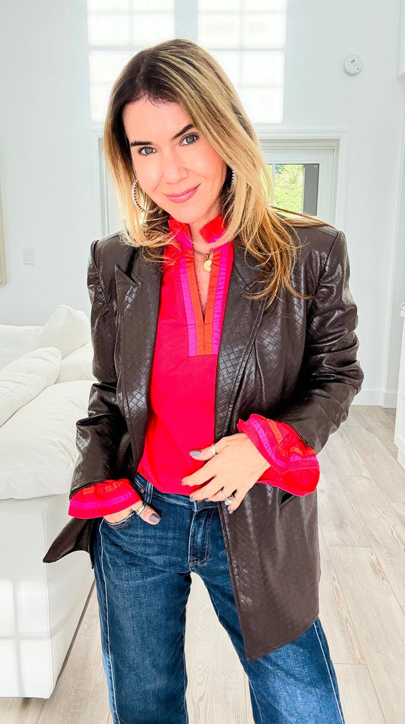 Soho Luxe Vegan Leather Blazer-160 Jackets-Fate BY LFD-Coastal Bloom Boutique, find the trendiest versions of the popular styles and looks Located in Indialantic, FL