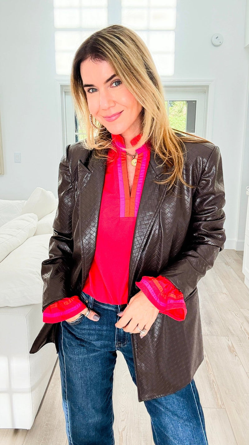 Soho Luxe Vegan Leather Blazer-160 Jackets-Fate BY LFD-Coastal Bloom Boutique, find the trendiest versions of the popular styles and looks Located in Indialantic, FL