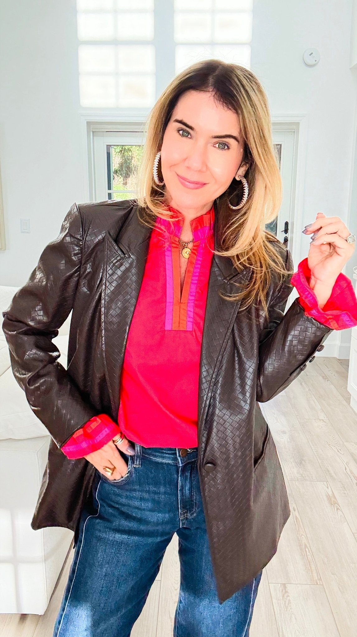Soho Luxe Vegan Leather Blazer-160 Jackets-Fate BY LFD-Coastal Bloom Boutique, find the trendiest versions of the popular styles and looks Located in Indialantic, FL