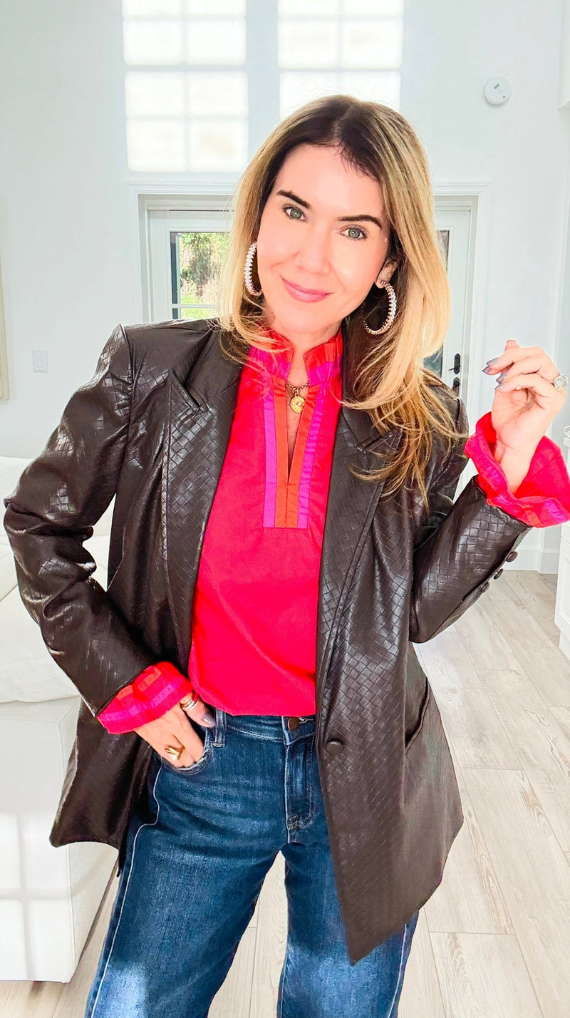 Soho Luxe Vegan Leather Blazer-160 Jackets-Fate BY LFD-Coastal Bloom Boutique, find the trendiest versions of the popular styles and looks Located in Indialantic, FL