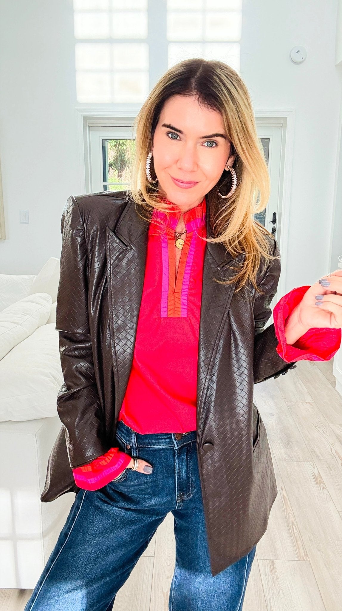 Soho Luxe Vegan Leather Blazer-160 Jackets-Fate BY LFD-Coastal Bloom Boutique, find the trendiest versions of the popular styles and looks Located in Indialantic, FL