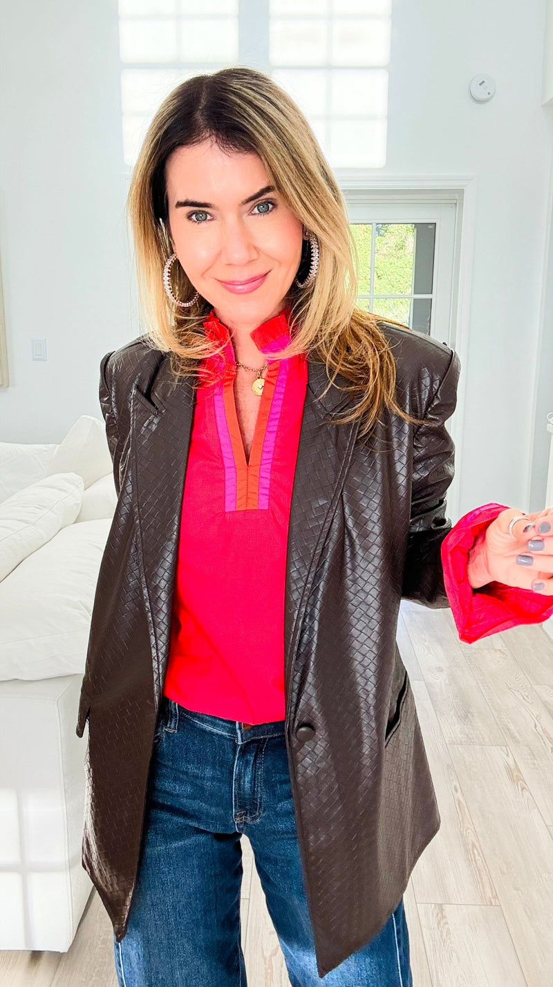Soho Luxe Vegan Leather Blazer-160 Jackets-Fate BY LFD-Coastal Bloom Boutique, find the trendiest versions of the popular styles and looks Located in Indialantic, FL