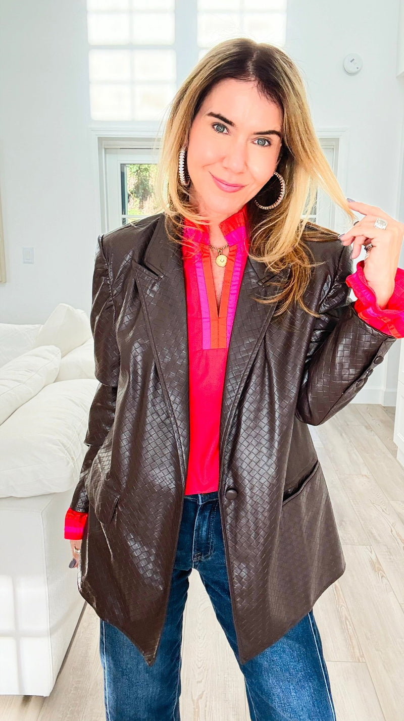 Soho Luxe Vegan Leather Blazer-160 Jackets-Fate BY LFD-Coastal Bloom Boutique, find the trendiest versions of the popular styles and looks Located in Indialantic, FL
